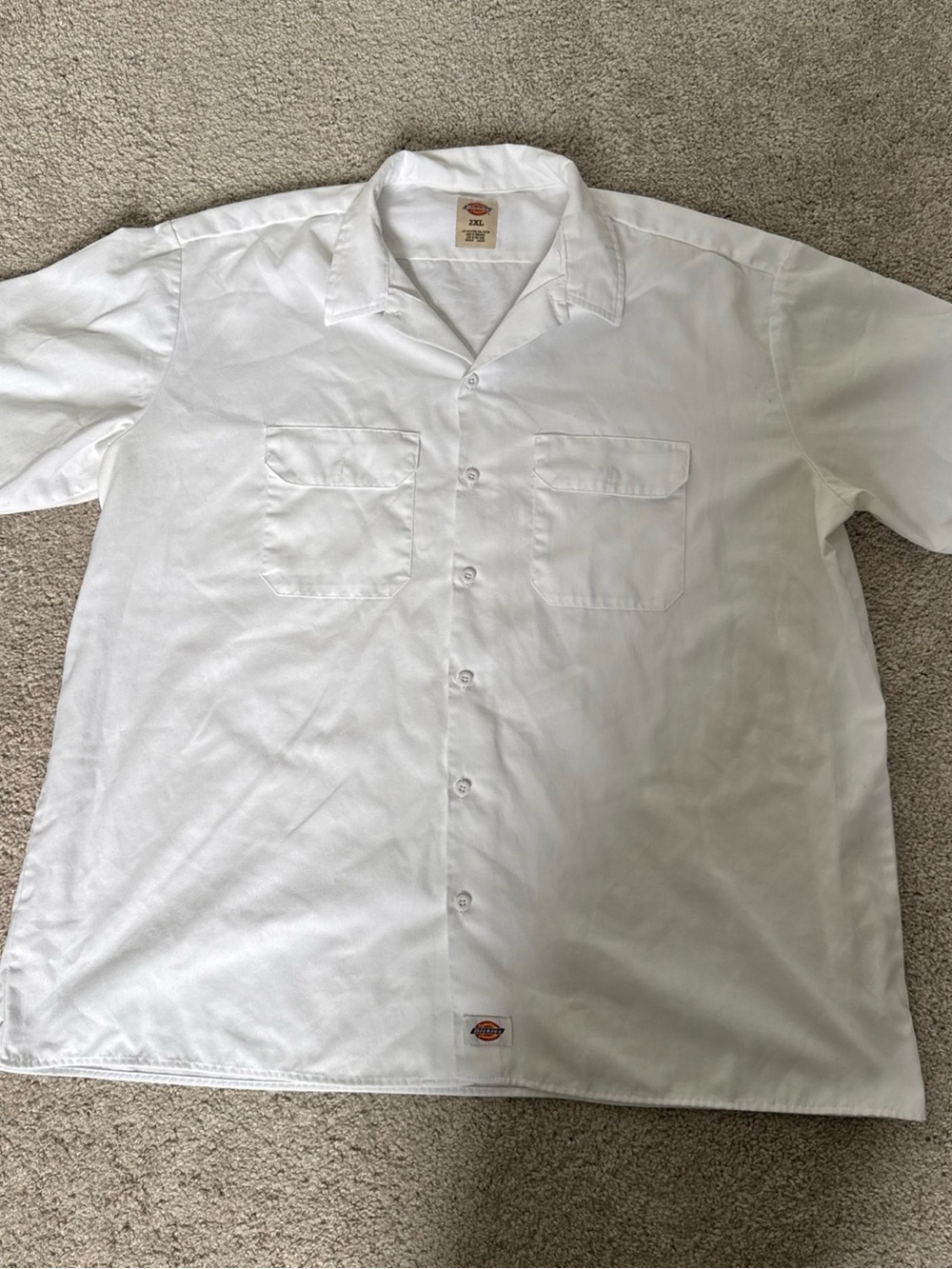 Dickies 2XL White Short Sleeve Shirt Button Up